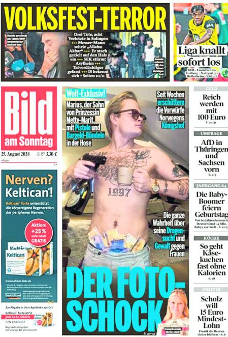 Marius Borg, en un posado 'desenfadado' en la portada del diario alemán ‘Bild