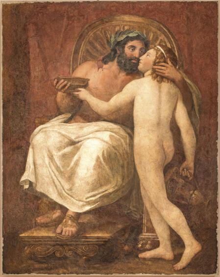 Júpiter y Ganimedes, falso fresco sobre lienzo moderno, en la Galleria Nazionale d’Arte Antica, palazzo Barberini (Roma)