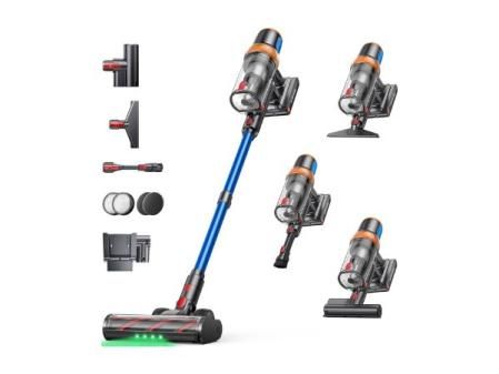 600W/50KPA Aspiradora sin Cable, 65 Mins Autonomía Aspirador Escoba Vertical con Colchones, Pantalla Táctil, Carga en Pared, Cabezal Antienredo con LED, Adecuado Suelos/Sofás/Mascotas