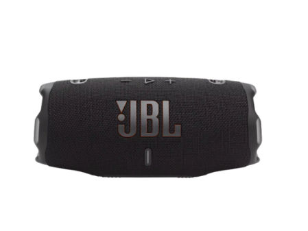 Altavoz Bluetooth JBL Charge 6 con diseño cilíndrico y acabado en tela negra