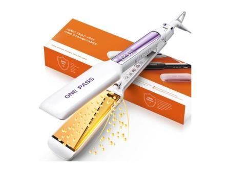 Faszin Plancha de Pelo con Placa de 42 mm de Ancho, Plancha de Titanio con Iones Negativos, Pantalla LED, Calentamiento Rápido de 30 s, Temperatura Ajustable de 11 Niveles (130-230 ℃) - Blanco