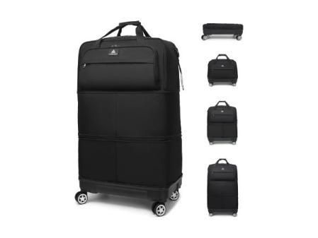 Laripwit Bolsa de Maletas de Viaje con 4 Ruedas Grande 55-85-115L Expandible Bolsa Viajes Plegables con Ruedas Bolsa de Equipaje Blanda para Hombres y Mujeres, Negro