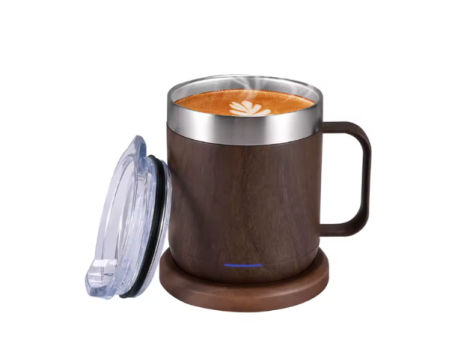 Taza con base calefactora para escritorio