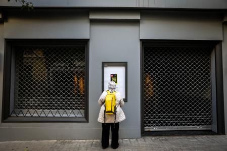 Galería de arte cerrada en Barcelona durante la huelga de seis días de principios de febrero