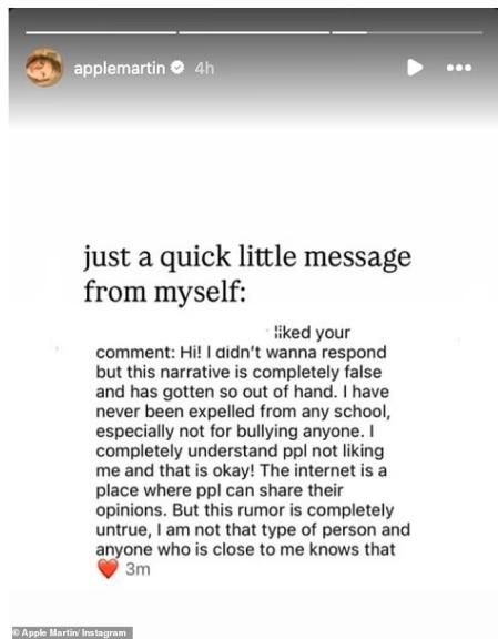 El escrito que ha compartido Apple Martin