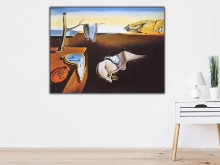 Cuadro Lienzo Persistencia de la Memoria Salvador Dali Relojes Blandos - Lienzo de Tela Bastidor de Madera de 3 cm - Fabricado en España - Impresión en Alta resolución – Varias Medidas (60, 44)