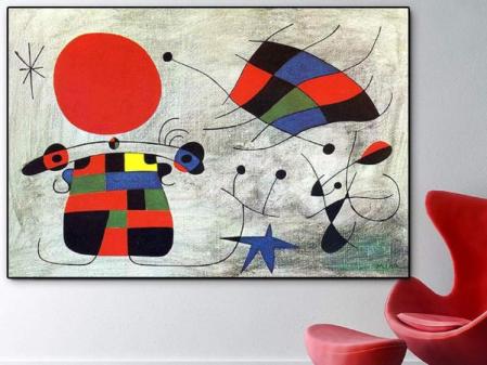 Cuadros en Lienzo Arte de la Pared Impresiones de Alta Definición Decoración del Hogar Pinturas Españolas de Joan Miro Póster Nórdico Modular para Habitación de Niños 70x100 cm Sin Marco