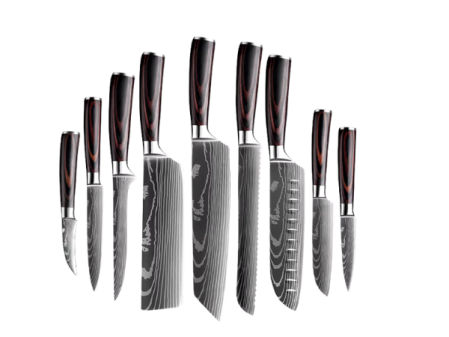 Juego de cuchillos de cocina profesionales con hoja de acero inoxidable y mango ergonómico