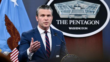 El secretario de Guerra de Estados Unidos, Pete Hegseth, durante una rueda de prensa sobre la acción militar estadounidense en Irán&nbsp;