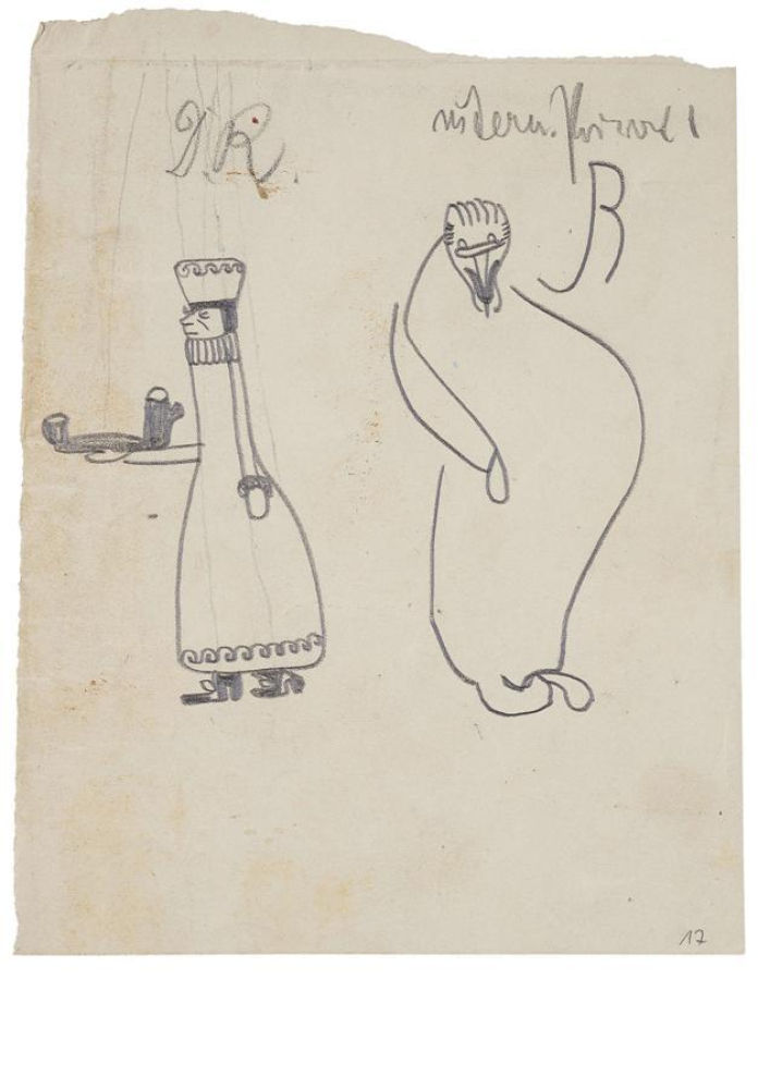 Uno de los dibujos hasta ahora inéditos de Franz Kafka con un tono burlesco