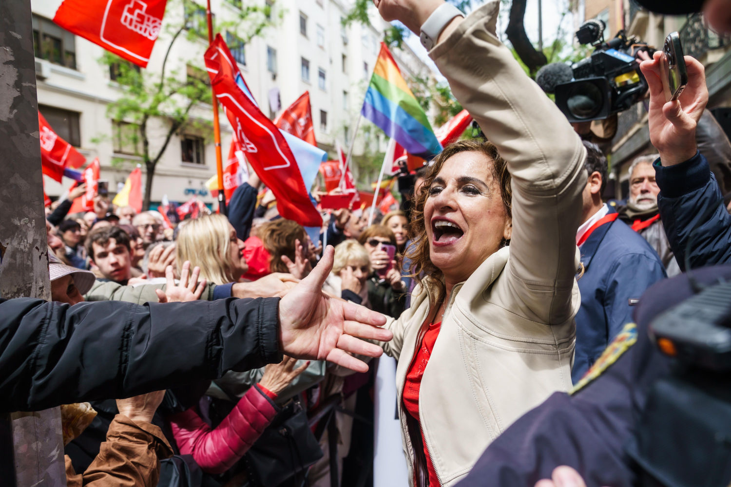 La vicepresidenta primera del Gobierno de España María Jesús Montero en un momento de la concentración