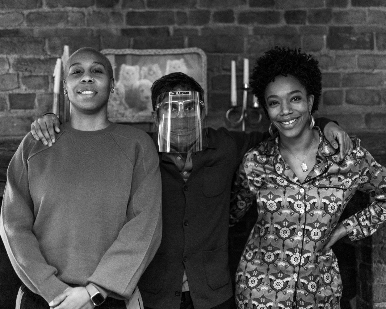 Lena Waithe, Aziz Ansari y Naomi Ackie durante el rodaje.