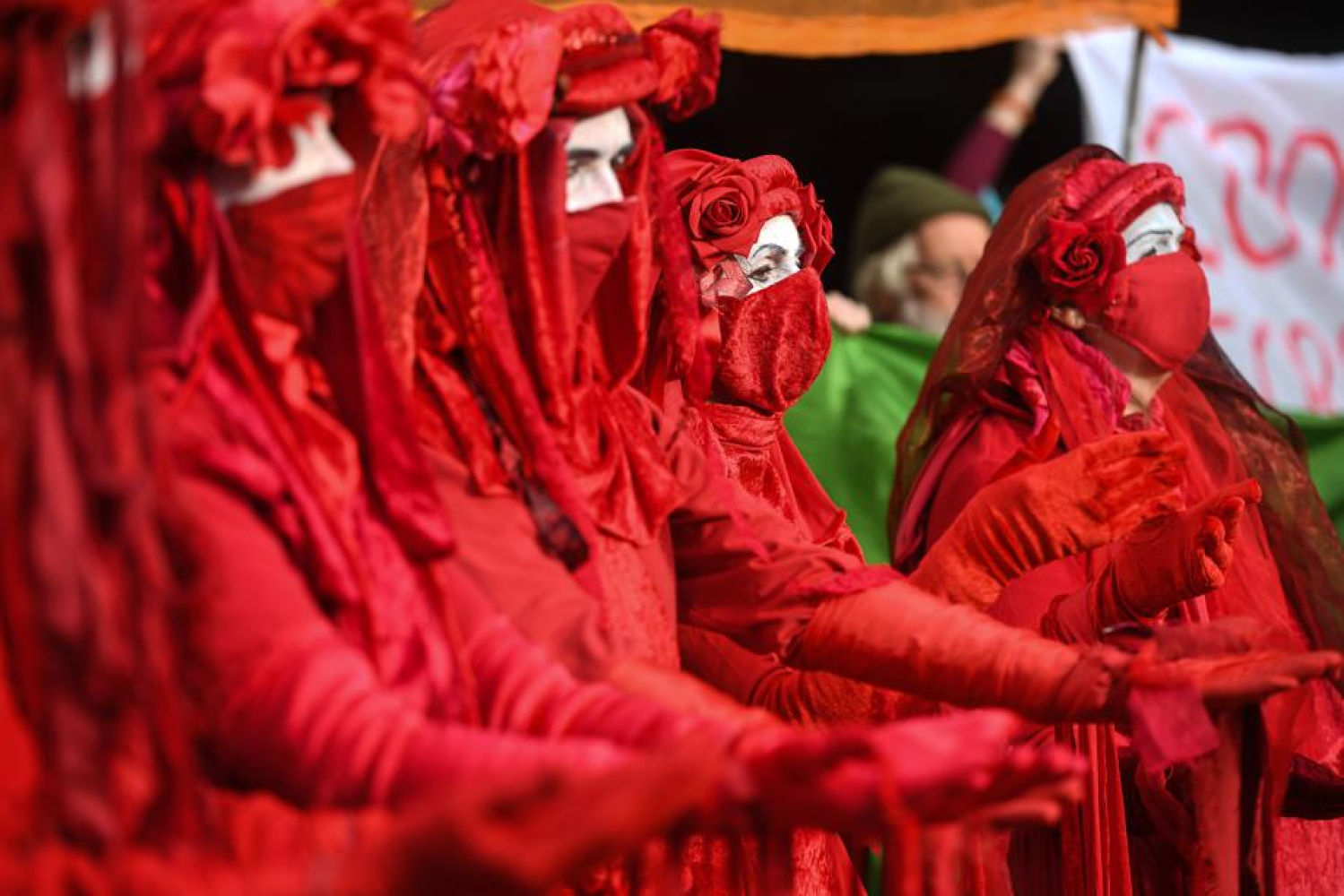 Los miembros de la Brigada Roja durante una protesta.