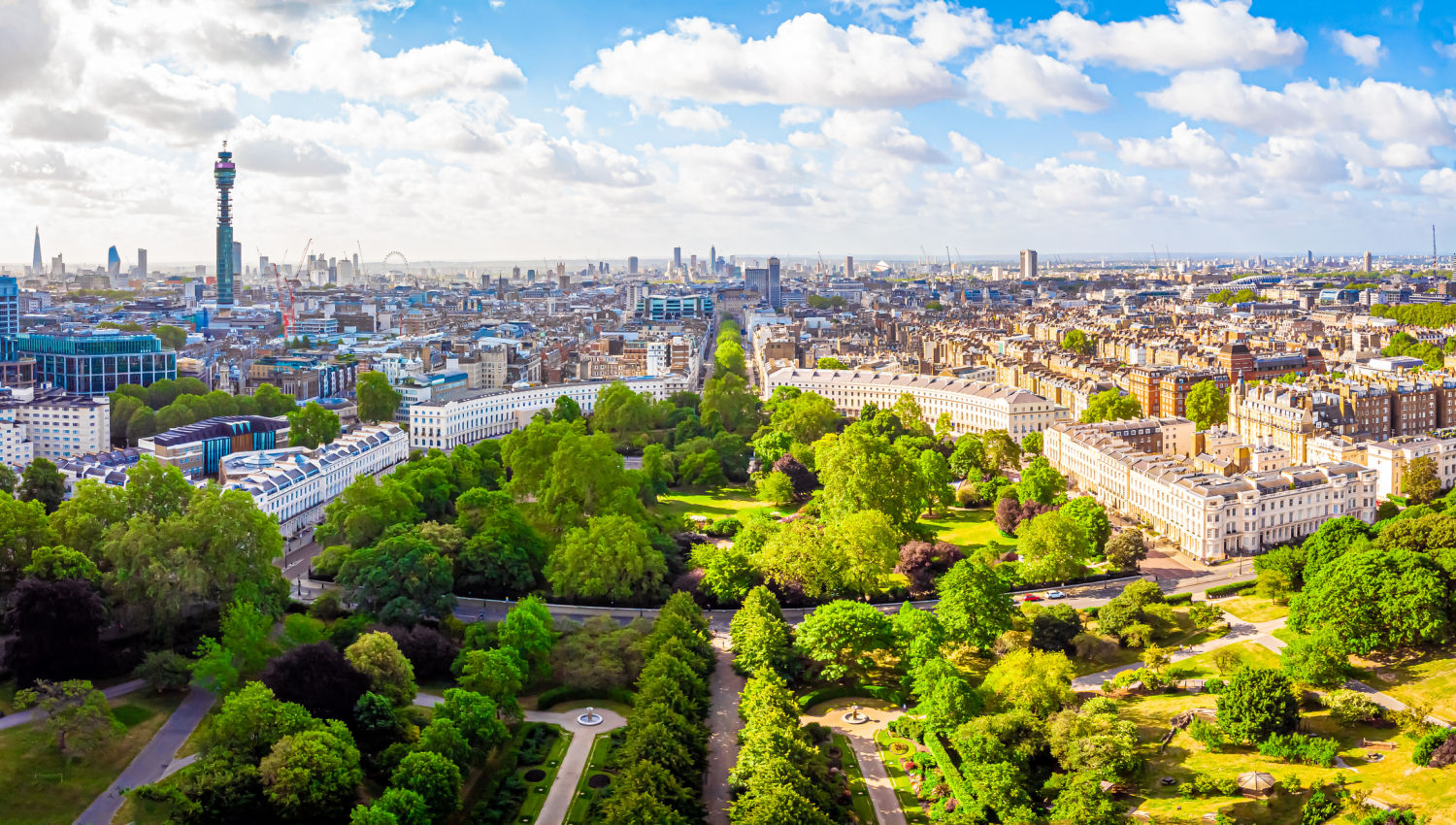 El parque Regents en Londres se encuentra entreWestminster y Camden con casi 2km de extensión (U.K.)