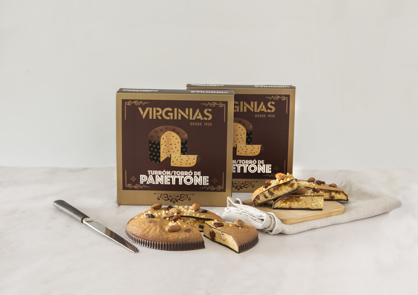 VIRGINIA Es una torta y un panettone y un turrón. Virginias riza el rizo uniendo el dulce tradicional de Navidad con el producto más de moda