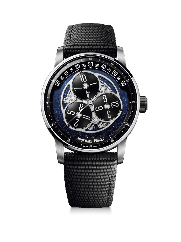 La hora errante consiste en hacer gravitar la hora a lo largo de una minutería en forma de arco. Ahora esta indicación vuelve para sumarse a la colección Code 11.59 by Audemars Piguet