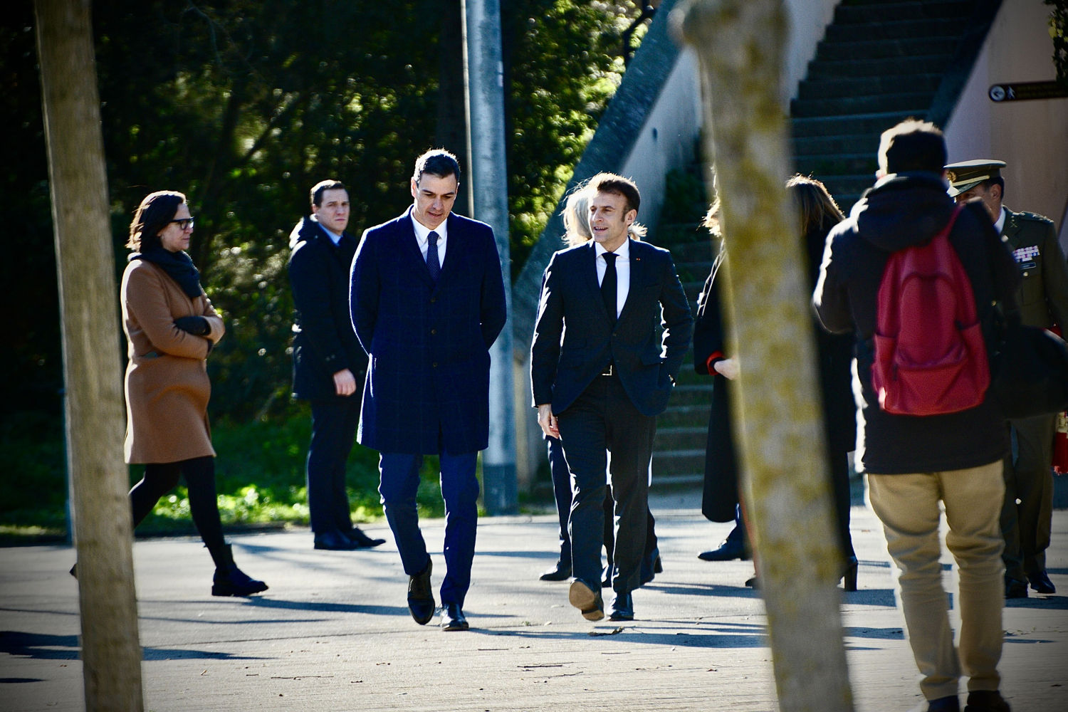 Paseo entre los presidentes de España y Francia