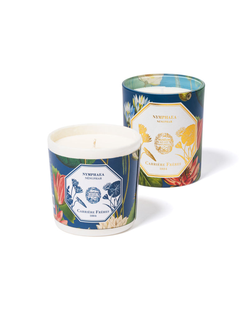 En colaboración con el Museo Nacional de Historia Natural de París, Carrière Frères lanza una colección de velas con aromas botánicos de plantas exóticas: el lirio de agua, la acacia, el geranio o la flor de absenta