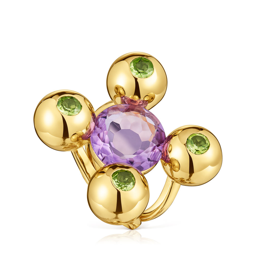 Las piezas de plata de primera ley o bañadas en oro con perlas engastadas y rubís, topacios o amatistas de la colección Sugar Party