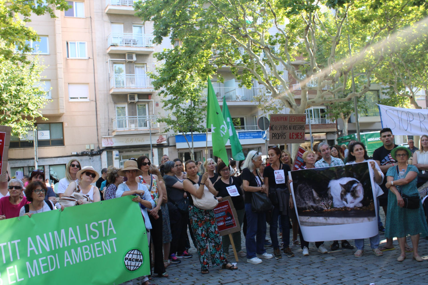 Manifestantes por la colonia de gatos de Can Vidalet.
