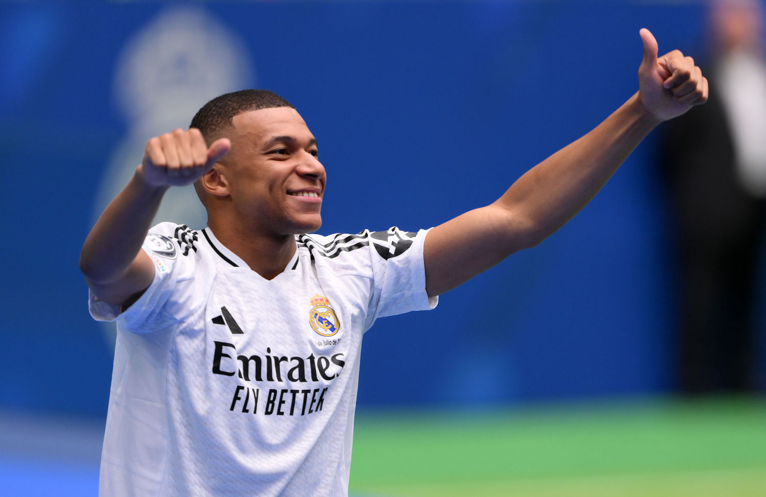 Mbappé, durante su presentación en el Real Madrid