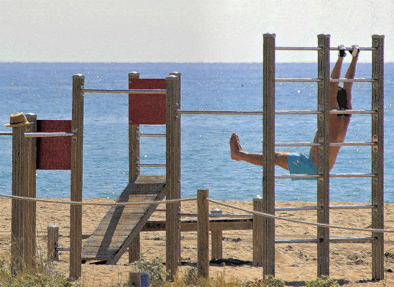 Haciendo ejercicio en la playa.