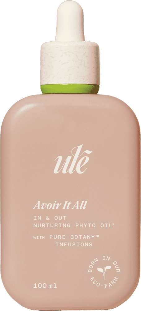 In & Out. Un aceite fito-nutritivo que se puede usar en la piel y las puntas del pelo o ingerirlo en aliños o bebidas. Avoir it all, de Ulé, 74 euros