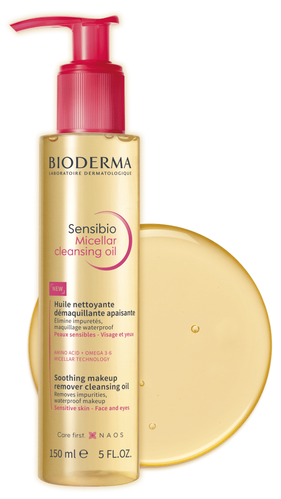 Aceite micelar. Elimina el maquillaje waterproof y los rastros de la protección solar.  Sensibio, de Bioderma, 17,95 euros