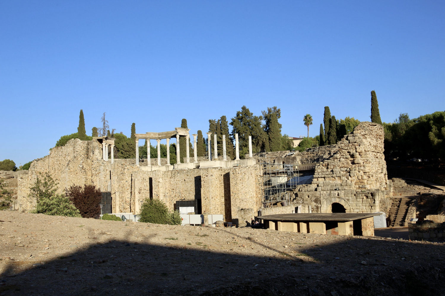 Perspectiva del teatro romano de Mérida.