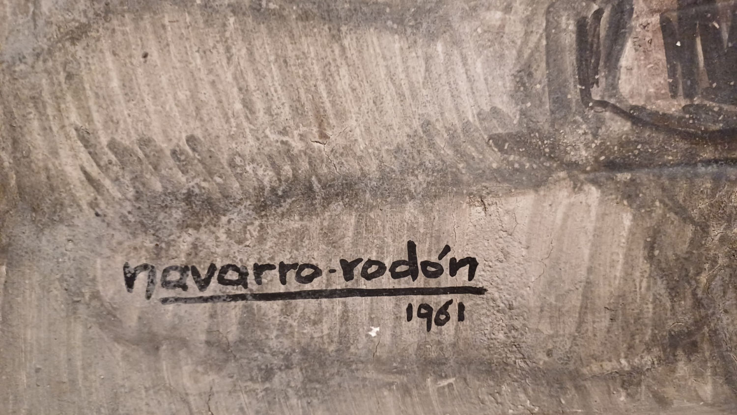 La firma de Navarro Rodón en el mural de 1961.