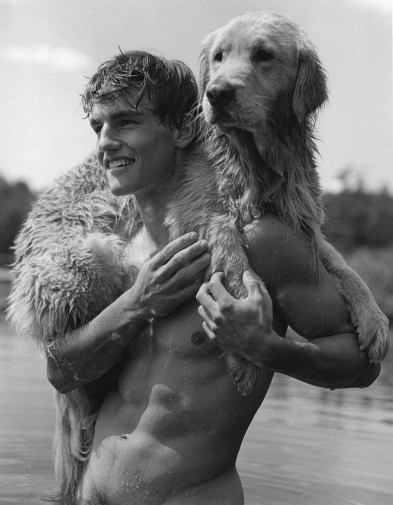 Rob and little bear, Bear Pond, Adirondack Park, 1989
