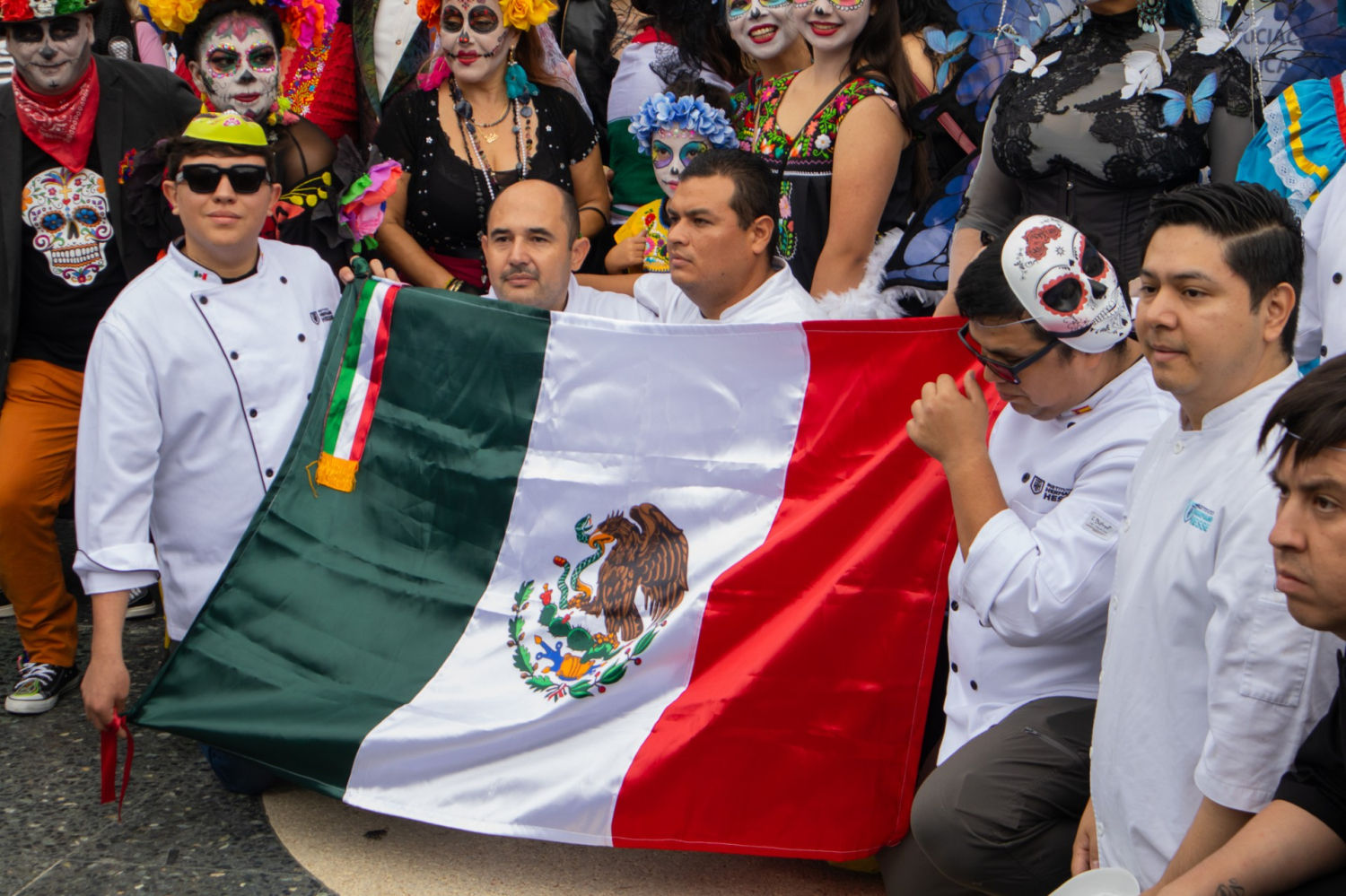 La bandera mexicana, en la Rambla.
