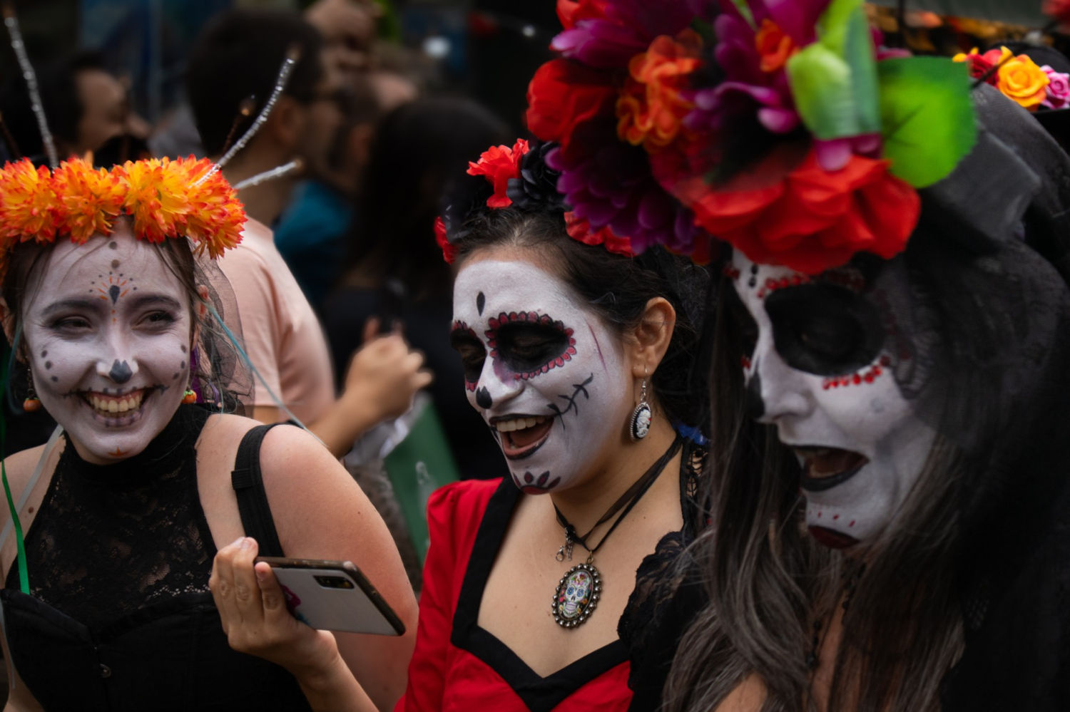 Amigas en el Desfile de Catrinas.