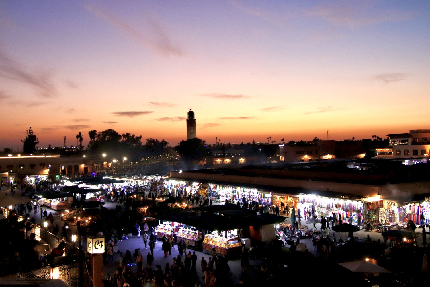 Atardecer en Jemaa el-Fnaa.
