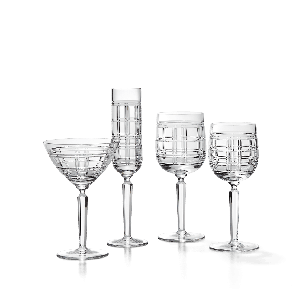 Copa de Martini y decantador Hudson con estampado  de cuadros inglese