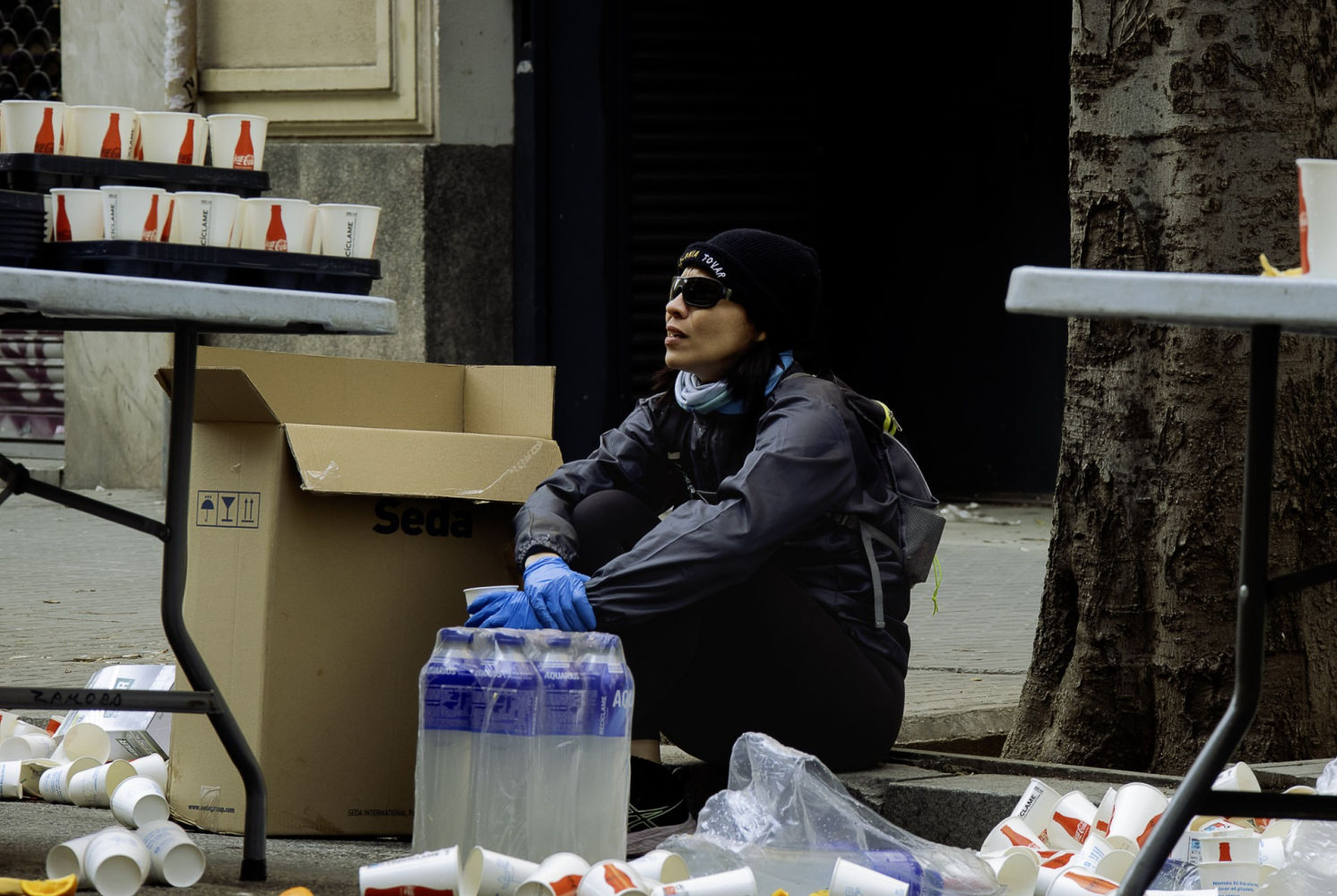 Agua para los corredores.