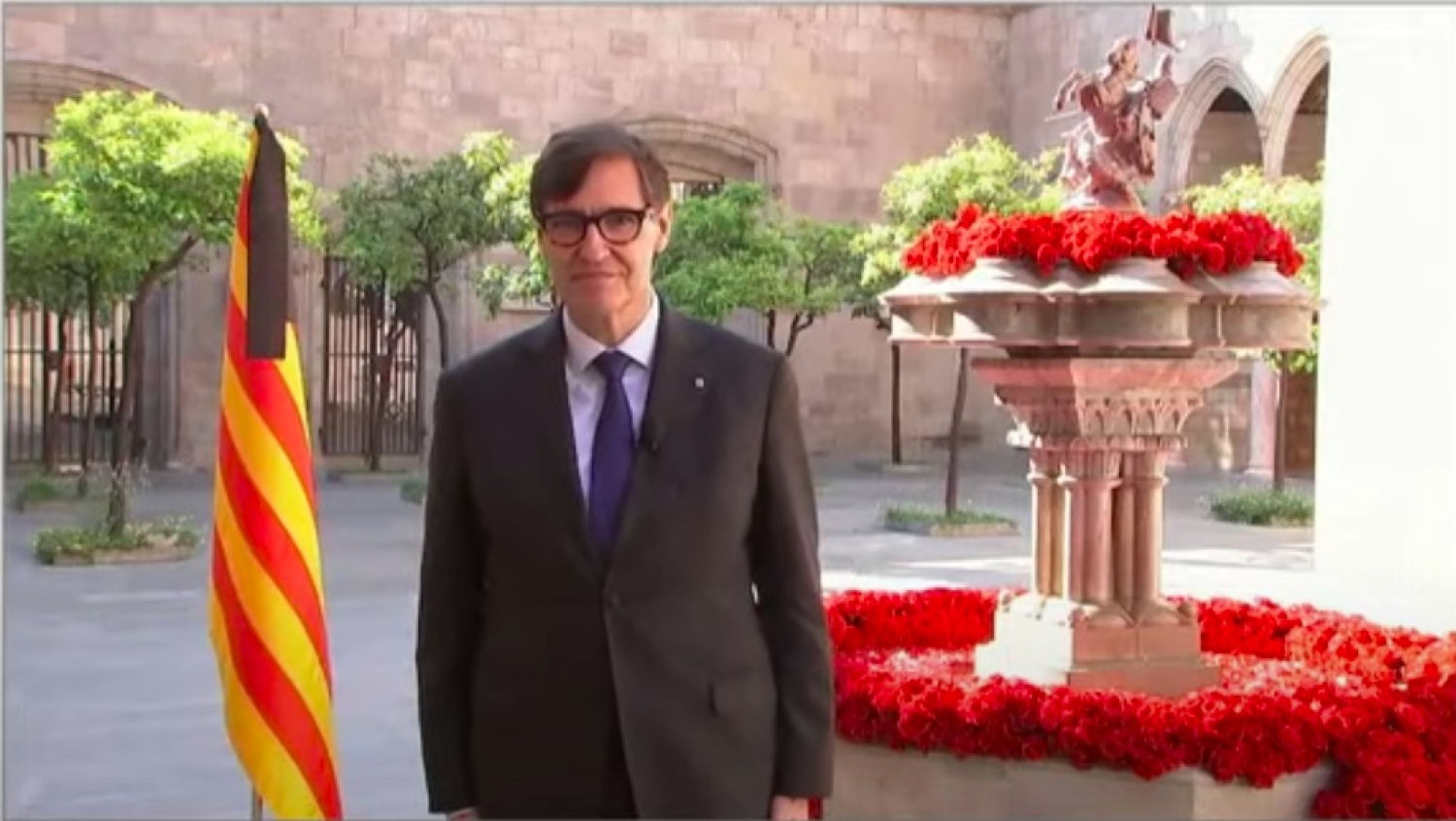 El president Salvador Illa, en el mensaje institucional por Sant Jordi