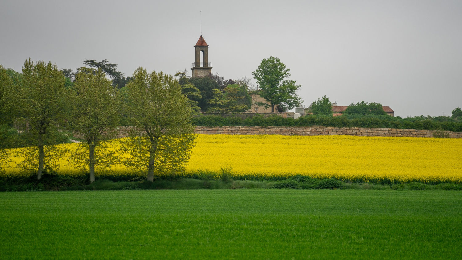 Bello paisaje de primavera en Manlleu.