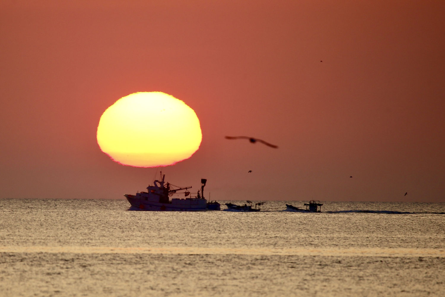 El sol y el barco en el amanecer de Begur.