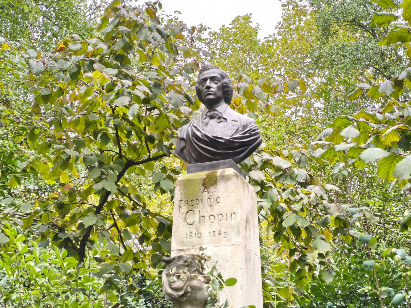 Busto de Frédéric Chopin, en los Jardines de Luxemburgo, París.