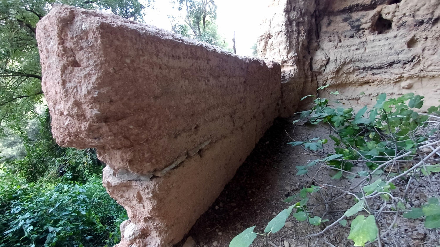 Muro construido en la Cova del Mallorquí.
