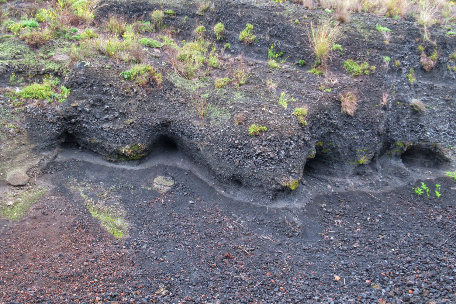 Greda volcánica en el volcán Montsacopa