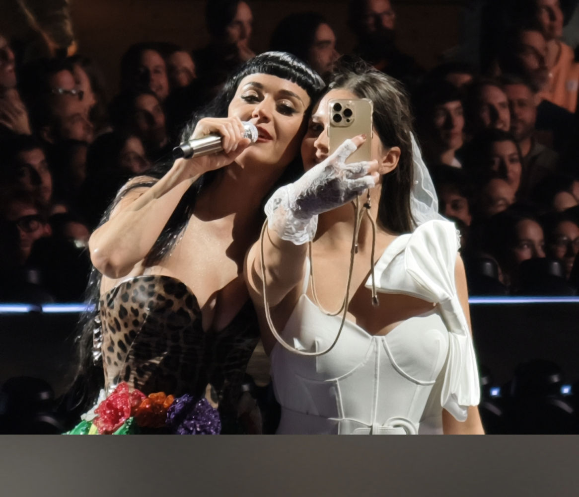 Katy Perry se saca un selfie con una espectadora que llamó al escenario.