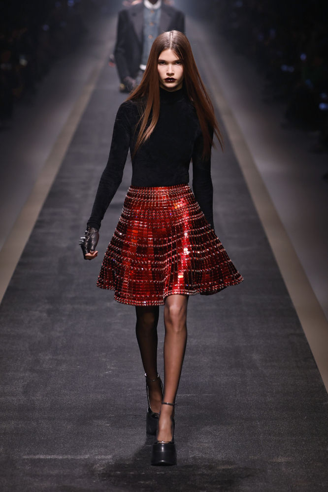 MILAN, ITALY - FEBRUARY 27: A model walks the runway at the Blumarine fashion show during the Milan Fashion Week - Womenswear Fall/Winter 2025/2026 on February 27, 2025 in Milan, Italy. (Photo by Arnold Jerocki/Getty Images)