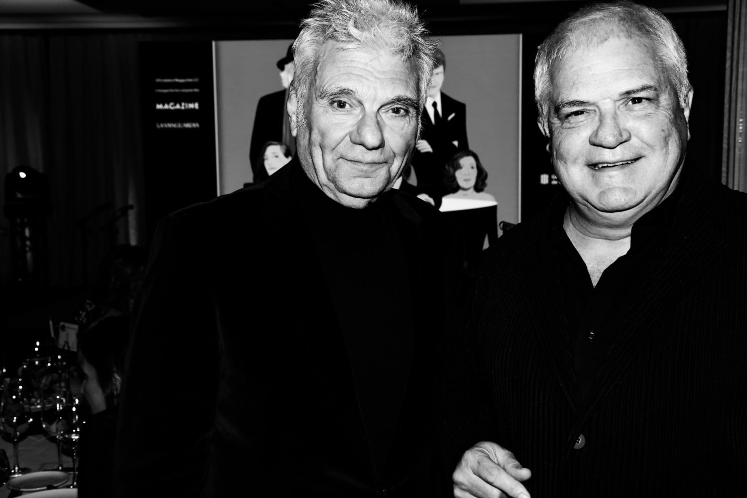 Carles Sans y Joan Gràcia durante el cóctel de bienvenida