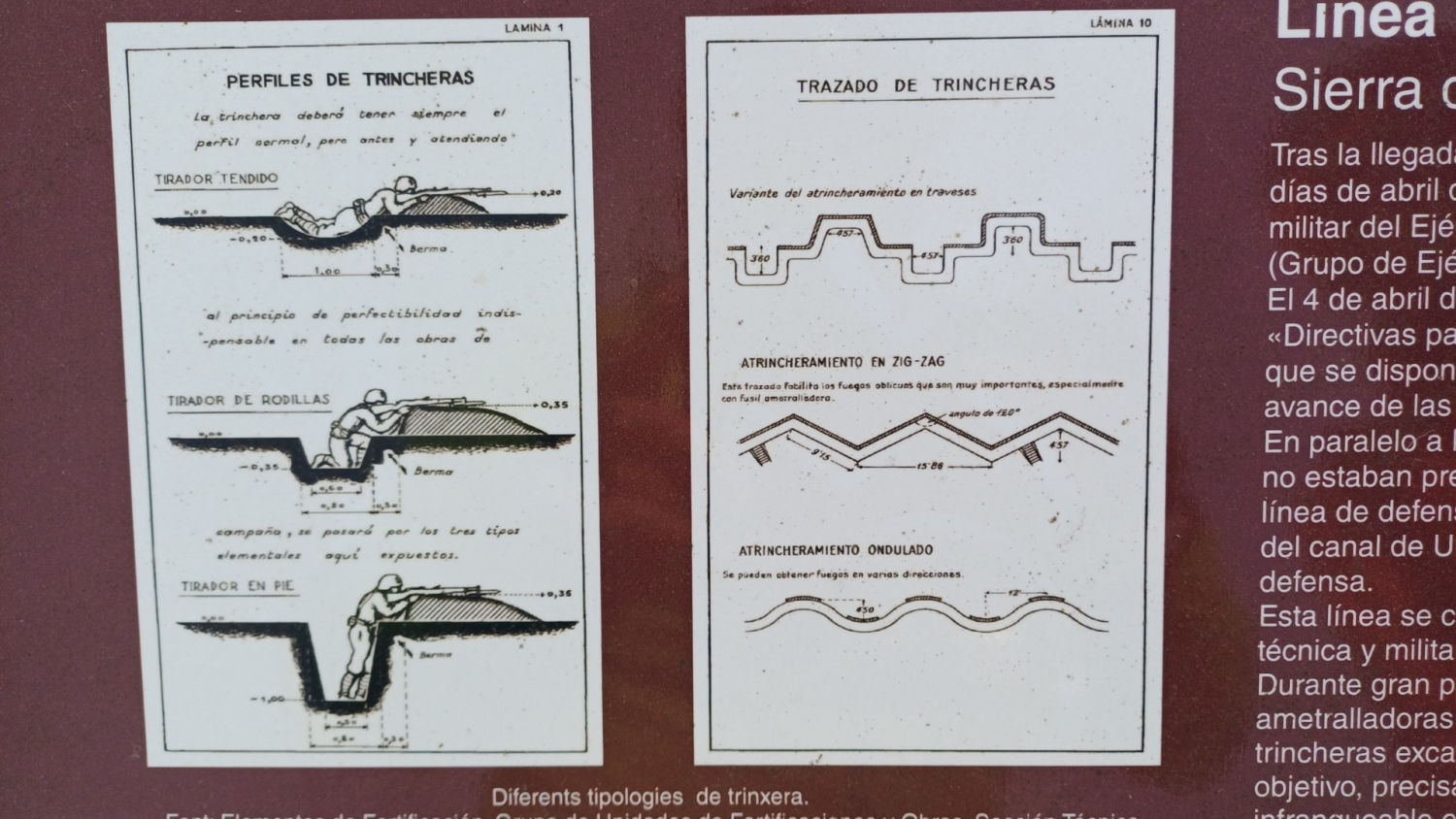 Panel informativo sobre las trincheras