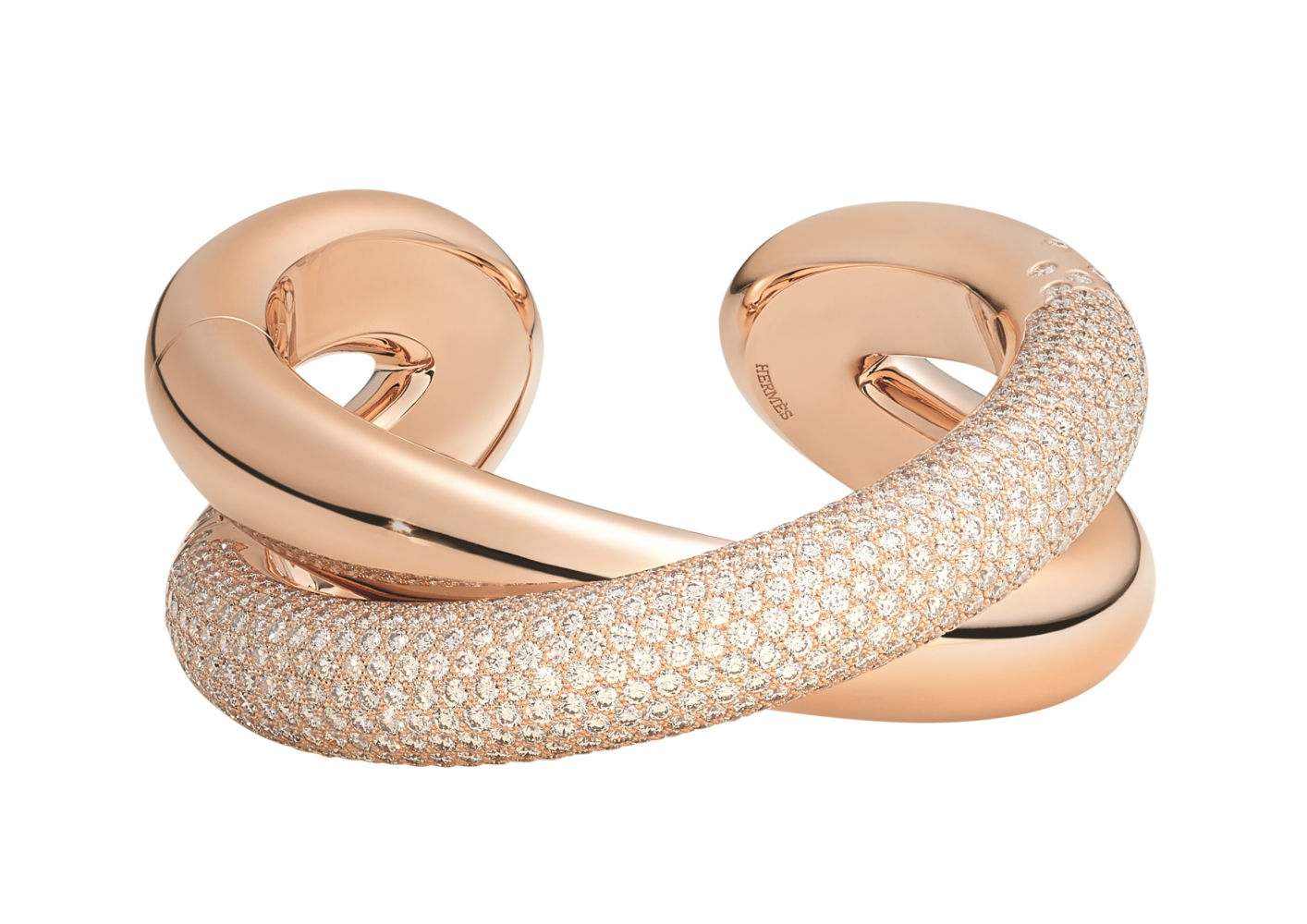 Ecuestre fluido Pulsera Vertige de Hermès. Oro rosa y diamantes