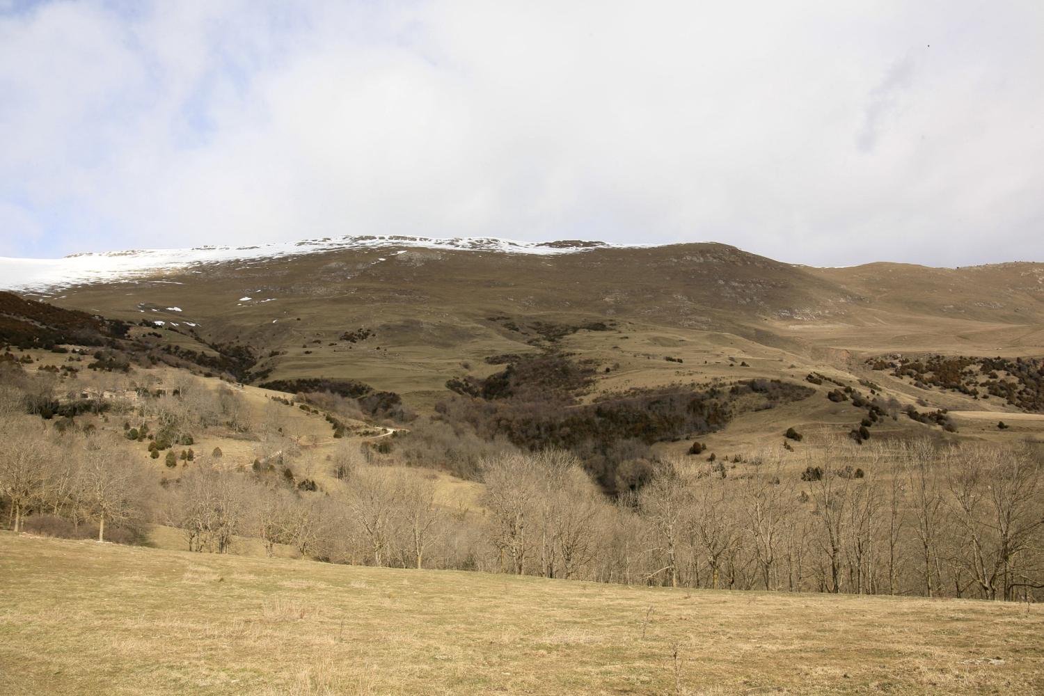 Paisaje del Ripollès con nieve en el Pirineo.