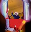 Peru's left-wing presidential candidate Pedro Castillo of the Peru Libre party, gestures as he speaks to his supporters from the balcony of his party headquarters in Lima on June 10, 2021. - Final results from Peru's presidential election -- in which leftist Pedro Castillo considers himself the winner -- are still days away, officials said Thursday, as a prosecutor sought preventive custody for corruption-accused candidate Keiko Fujimori. (Photo by Gian MASKO / AFP)