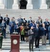 13 September 2021, US, Washington: (L-R) US House Speaker Nancy Pelosi, House Republican Leader Kevin Mccarthy and Senator Chuck Schumer with other members of Congress hold a Remembrance Ceremony at East Front Center Steps/Capitol Hill, to commemorate the 20th anniversary of the 2001 terrorist attacks on the United States. Photo: Lenin Nolly/ZUMA Press Wire/dpa 13/09/2021 ONLY FOR USE IN SPAIN